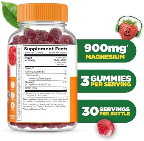 Gomitas de Magnesio Lifeable para Niños | 900mg de Citrato de Magnesio | Suplemento Sabroso para Niños | Sin Gluten | 90 Gomitas para Apoyo Muscular - imagen 2