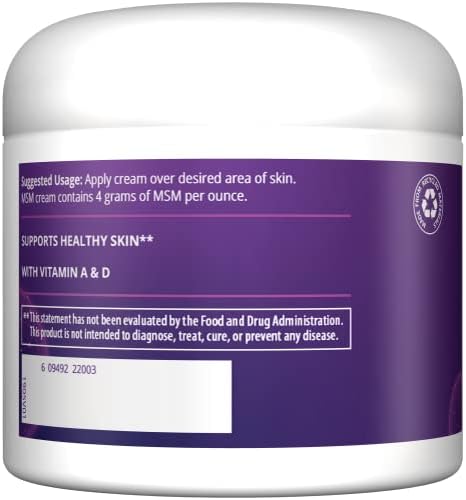 Crema MRM MSM con Vitaminas A y D - Bálsamo Hidratante Tópico para la Salud de la Piel y Confort Articular - 4 Oz - imagen 2