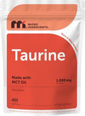Micro Ingredients Taurina 1,000 mg por Porción con CoQ10 | Suplemento de Coenzima Q10 con Aceite MCT | Suministro para 4+ Meses con 400 Cápsulas - imagen 1