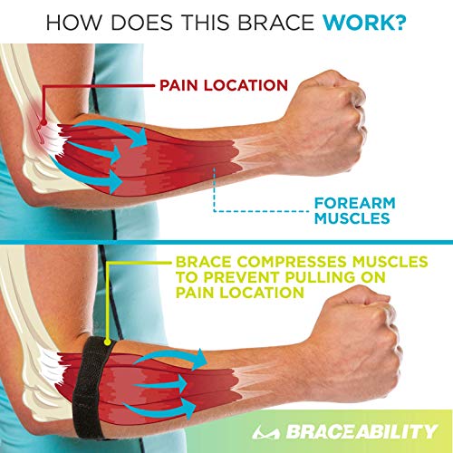 Faja para Epicondilitis BraceAbility | Soporte para Codo con Compresión para Dolor y Tendonitis (Talla Única) - imagen 4