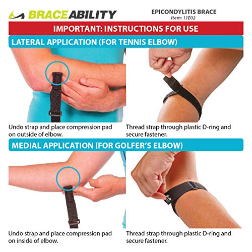 Faja para Epicondilitis BraceAbility | Soporte para Codo con Compresión para Dolor y Tendonitis (Talla Única) - imagen 8