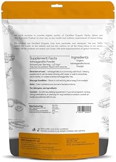 Polvo de Ashwagandha 100% Orgánico - Withania Somnifera - Certificado Orgánico USDA - 227g (0.5 LB) 8 oz - Suplemento Herbal Ayurvédico que Promueve - imagen 2