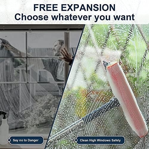 Limpiador de Ventanas Profesional 2 en 1 con Mango de Acero Inoxidable de 56, Kit de Limpieza para Cristales y Parabrisas, Herramienta Multiusos para - imagen 5