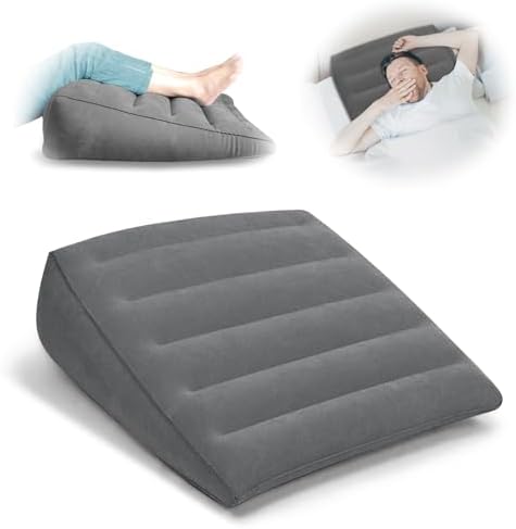 Cojín Inflable en Forma de Cuña para Viajes y Hogar, Almohada Portátil para Soporte de Espalda y Elevación de Piernas, 22.4x22.83x7.48 Pulgadas, - imagen 1