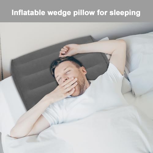 Cojín Inflable en Forma de Cuña para Viajes y Hogar, Almohada Portátil para Soporte de Espalda y Elevación de Piernas, 22.4x22.83x7.48 Pulgadas, - imagen 4