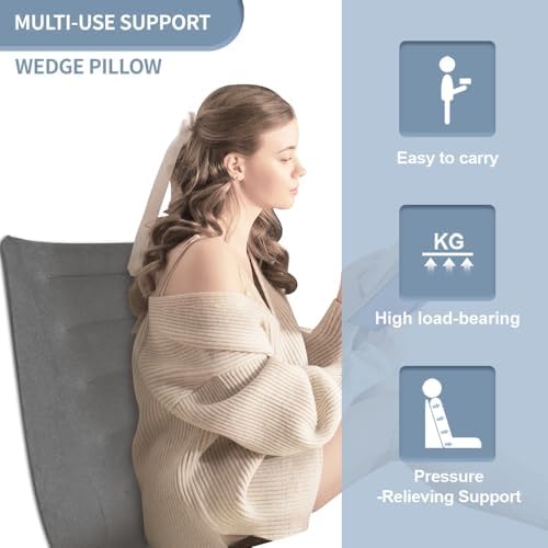 Cojín Inflable en Forma de Cuña para Viajes y Hogar, Almohada Portátil para Soporte de Espalda y Elevación de Piernas, 22.4x22.83x7.48 Pulgadas, - imagen 6