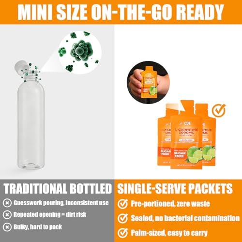 Suplemento Líquido de L-Carnitina 3000 - Fórmula Pre-Entreno con Té Verde, Taurina y Electrolitos para Rendimiento Activo (30 Sobres) - imagen 3