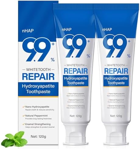 Pasta Dental Hydroxiapatita 2PZ para Protección del Esmalte, 9.9% Nano-Hidroxiapatita, Restaura Esmalte, Reduce Sensibilidad, Blanquea y Aclara - imagen 1