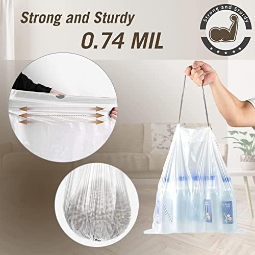 Bolsas de Basura de 8 Galones con Cinta, Fuerte Bolsa de Cocina Mediana Blanca, 22 x 23, (34 Piezas) - imagen 5