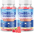 Paquete de 2 gomitas veganas Omega-3 de 1000mg para adultos - Suplemento sin azúcar con 400mg de DHA y 600mg de EPA, vitaminas A, C, E y zinc - 120 - imagen 1