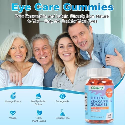 Suplementos Veganos de Luteína y Zeaxantina Careleaf, Gomas de Luteína para Alivio de Ojos Secos y Visión Clara, Vitaminas para Ojos, 60 Unidades, - imagen 4