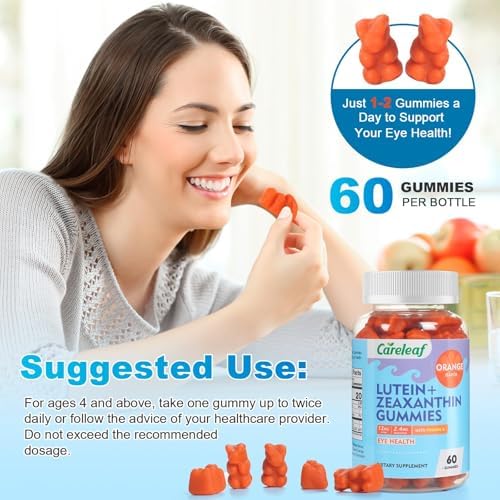 Suplementos Veganos de Luteína y Zeaxantina Careleaf, Gomas de Luteína para Alivio de Ojos Secos y Visión Clara, Vitaminas para Ojos, 60 Unidades, - imagen 6