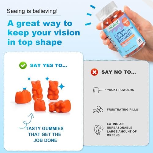 Suplementos Veganos de Luteína y Zeaxantina Careleaf, Gomas de Luteína para Alivio de Ojos Secos y Visión Clara, Vitaminas para Ojos, 60 Unidades, - imagen 7