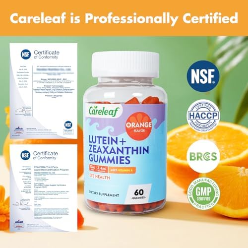 Suplementos Veganos de Luteína y Zeaxantina Careleaf, Gomas de Luteína para Alivio de Ojos Secos y Visión Clara, Vitaminas para Ojos, 60 Unidades, - imagen 8