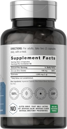 Horbäach Quercetina 1000mg | 100 Cápsulas | Con 100mg de Zinc | Suplemento No Transgénico y Libre de Gluten | Fórmula de Alta Potencia - imagen 2