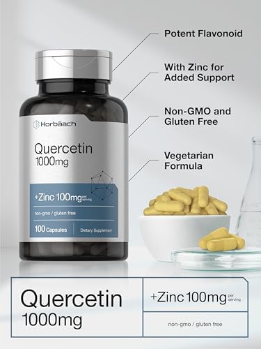 Horbäach Quercetina 1000mg | 100 Cápsulas | Con 100mg de Zinc | Suplemento No Transgénico y Libre de Gluten | Fórmula de Alta Potencia - imagen 4