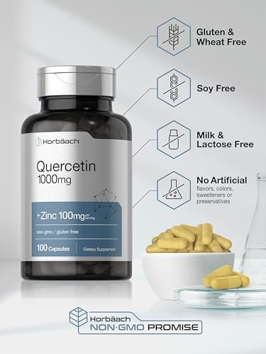 Horbäach Quercetina 1000mg | 100 Cápsulas | Con 100mg de Zinc | Suplemento No Transgénico y Libre de Gluten | Fórmula de Alta Potencia - imagen 5