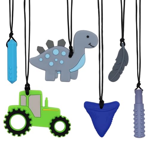 Collares Masticables para Niños Sensibles, 6 Pzs de Collares de Silicona para Morder y Dentición, Juguetes Fidget para Niños Autistas y Adultos - imagen 1