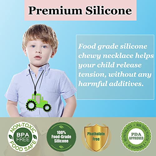 Collares Masticables para Niños Sensibles, 6 Pzs de Collares de Silicona para Morder y Dentición, Juguetes Fidget para Niños Autistas y Adultos - imagen 2