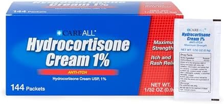 Crema Hidrocortisona CareAll 1% (Paquete de 144), 0.9gr en Sobre. Fórmula de Máxima Potencia, Alivio para Picazón, Eczema, Picaduras, Hiedra Venenosa - imagen 1