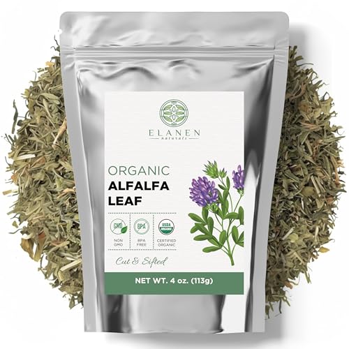 Hoja de Alfalfa Orgánica 4 oz. (113g), Té de Hierba Suelta Orgánico Certificado USDA, Medicago Sativa, Cortada y Tamizada - imagen 1