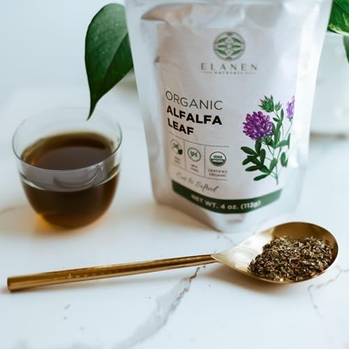 Hoja de Alfalfa Orgánica 4 oz. (113g), Té de Hierba Suelta Orgánico Certificado USDA, Medicago Sativa, Cortada y Tamizada - imagen 5