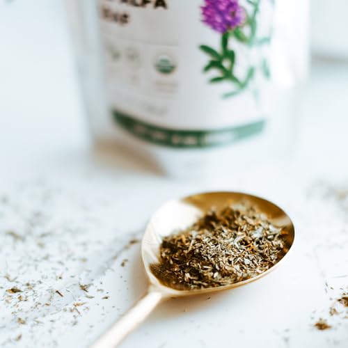 Hoja de Alfalfa Orgánica 4 oz. (113g), Té de Hierba Suelta Orgánico Certificado USDA, Medicago Sativa, Cortada y Tamizada - imagen 7