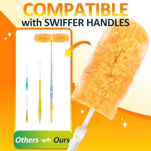 Recargas de Plumero Desechables 12 Piezas y 1 Mango 360° para Superficies Múltiples, Compatible con Swiffer Dusters, Ideal para Limpieza - imagen 7