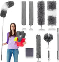 Dusters para Limpiar, 9 Piezas de Plumero con Extensión de Hasta 100'', Plumero Flexible y Extensible para Ventiladores, Techos Altos, Persianas, - imagen 1