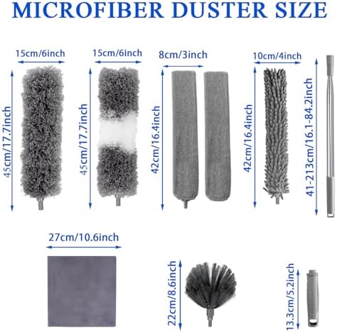 Dusters para Limpiar, 9 Piezas de Plumero con Extensión de Hasta 100'', Plumero Flexible y Extensible para Ventiladores, Techos Altos, Persianas, - imagen 6
