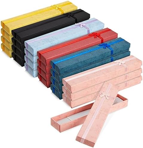 Cajas para Collar Juvale - Paquete de 24, 6 Colores, 7.9 x 1.6 Pulgadas - Cajas de Regalo para Joyería con Inserciones de Espuma y Lazo - imagen 1