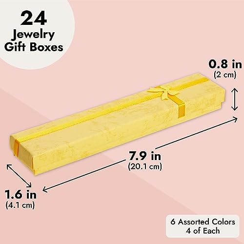 Cajas para Collar Juvale - Paquete de 24, 6 Colores, 7.9 x 1.6 Pulgadas - Cajas de Regalo para Joyería con Inserciones de Espuma y Lazo - imagen 4