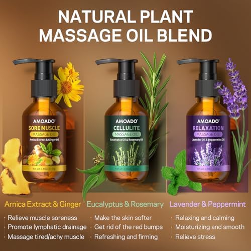 Aceite de Masaje para Terapia, Aceites para Músculos Adoloridos – 10.5oz, Aceite de Árnica, Eucalipto Anticelulitis, Aceites Esenciales de Lavanda, - imagen 2