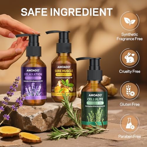 Aceite de Masaje para Terapia, Aceites para Músculos Adoloridos – 10.5oz, Aceite de Árnica, Eucalipto Anticelulitis, Aceites Esenciales de Lavanda, - imagen 4