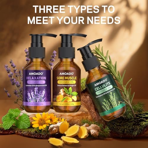 Aceite de Masaje para Terapia, Aceites para Músculos Adoloridos – 10.5oz, Aceite de Árnica, Eucalipto Anticelulitis, Aceites Esenciales de Lavanda, - imagen 8