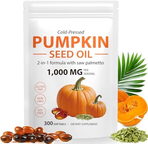 Aceite de Semilla de Calabaza Mcukv con Saw Palmetto, 1000mg por Porción, Cápsulas Frías para Cabello, Cuero Cabelludo, Urinario y Próstata, 300 - imagen 1