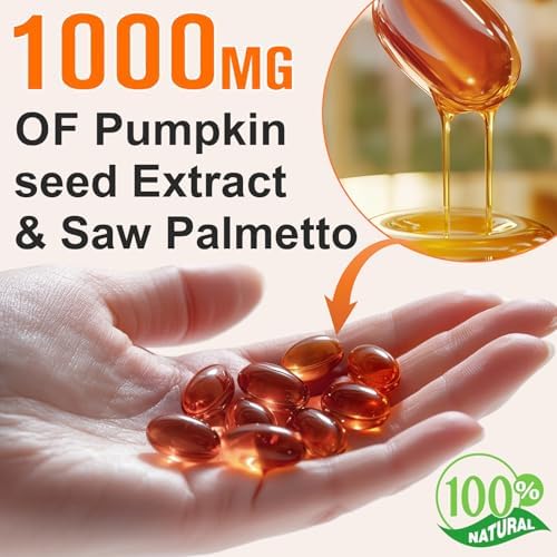 Aceite de Semilla de Calabaza Mcukv con Saw Palmetto, 1000mg por Porción, Cápsulas Frías para Cabello, Cuero Cabelludo, Urinario y Próstata, 300 - imagen 2