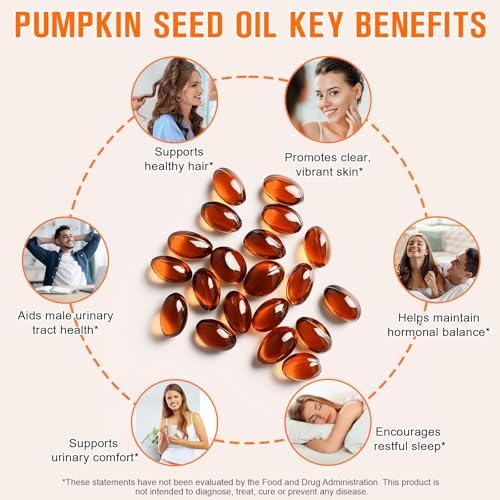 Aceite de Semilla de Calabaza Mcukv con Saw Palmetto, 1000mg por Porción, Cápsulas Frías para Cabello, Cuero Cabelludo, Urinario y Próstata, 300 - imagen 4