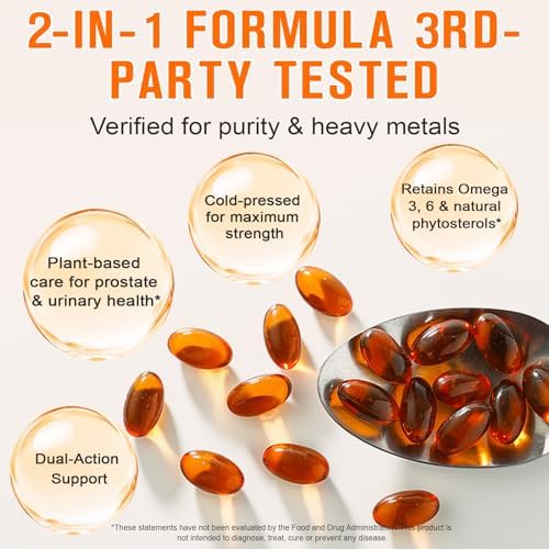 Aceite de Semilla de Calabaza Mcukv con Saw Palmetto, 1000mg por Porción, Cápsulas Frías para Cabello, Cuero Cabelludo, Urinario y Próstata, 300 - imagen 6