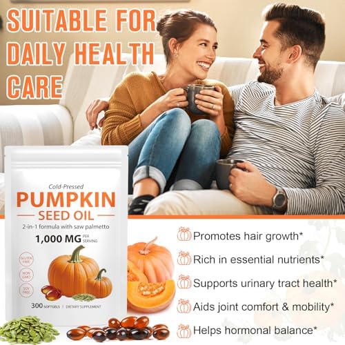 Aceite de Semilla de Calabaza Mcukv con Saw Palmetto, 1000mg por Porción, Cápsulas Frías para Cabello, Cuero Cabelludo, Urinario y Próstata, 300 - imagen 8