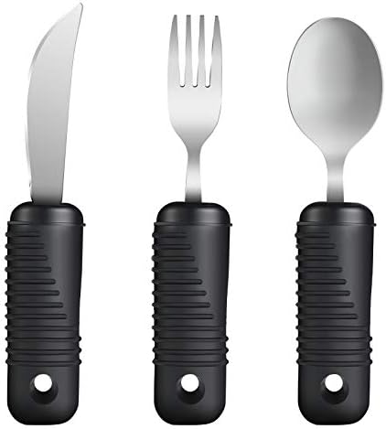 Utensilios Adaptativos YPC, Cubiertos de Fácil Agarre, Juego de 3 Piezas: Tenedor, Cuchara y Cuchillo para Adultos, Personas Mayores y con Temblor - imagen 1