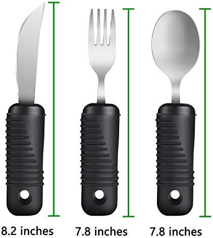 Utensilios Adaptativos YPC, Cubiertos de Fácil Agarre, Juego de 3 Piezas: Tenedor, Cuchara y Cuchillo para Adultos, Personas Mayores y con Temblor - imagen 2
