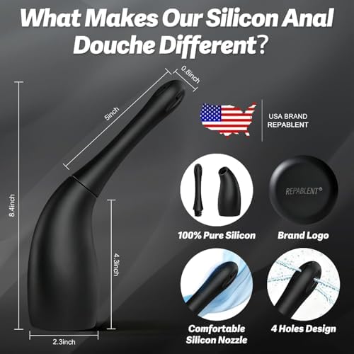 Bulbo Enema REPABLENT de Silicona para Hombres y Mujeres, Limpiador Anal Reutilizable con Boquilla Ergonómica para Cuidado Femenino y Limpieza del - imagen 2