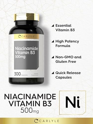 Cápsulas de Niacinamida Carlyle 500mg | 300 Contenido | Suplemento de Vitamina B3 | Libre de GMO y Gluten - imagen 3