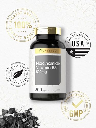 Cápsulas de Niacinamida Carlyle 500mg | 300 Contenido | Suplemento de Vitamina B3 | Libre de GMO y Gluten - imagen 5