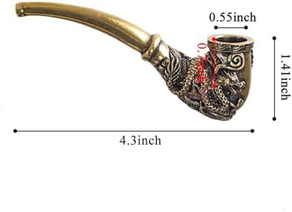 Pipa de Tabaco Mini Artesanal de Bronce Vintage MrPyer 4.3″ - Elegantes Grabados de Dragón y Fénix, 5 Pantallas, Estuche y Limpiador 3 en 1 - imagen 4