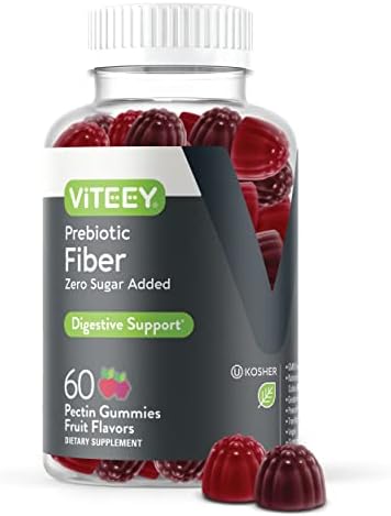 Gomitas de Fibra Prebiótica Viteey para Adultos, 4g - Suplemento Digestivo Vegano y Sin Gluten - 60 Piezas, Sin Azúcar Añadido - imagen 1