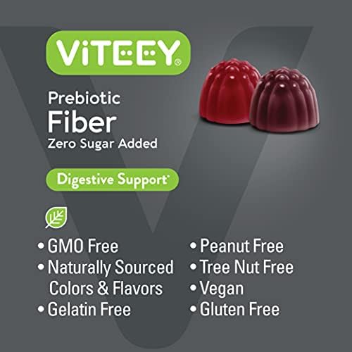 Gomitas de Fibra Prebiótica Viteey para Adultos, 4g - Suplemento Digestivo Vegano y Sin Gluten - 60 Piezas, Sin Azúcar Añadido - imagen 5
