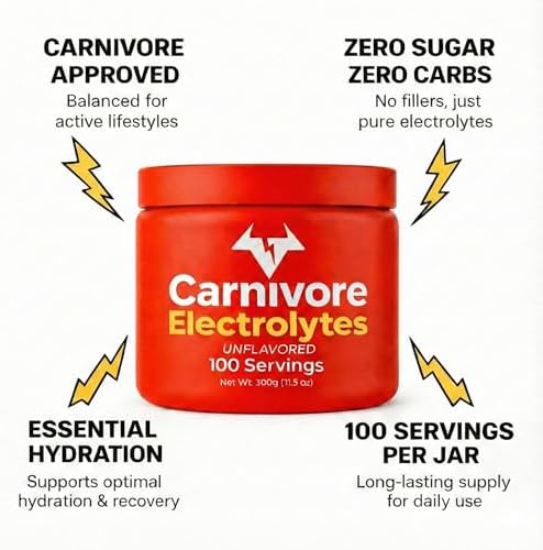 Polvo de Electrolitos Carnivore – 100 porciones, Hidratación Premium Sin Azúcar, Sin Carbohidratos, Calorías, Edulcorantes, Colorantes, Saborizantes - imagen 4