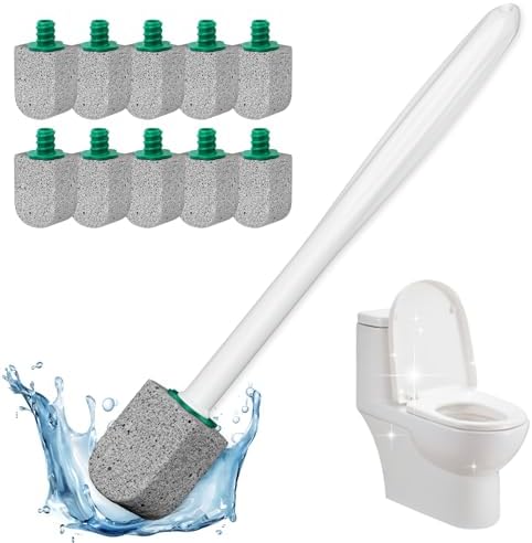 Limpiador de Inodoro con Piedra Pómez, Cepillo para Baño con Mango de 30CM, Refacciones para Eliminar Manchas de Agua Dura, Incluye 1 Varita + 10 - imagen 1